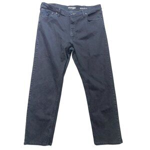 Wrangler Men Straight Jeans 40x32 Black Denim Regular Fit Relaxed Stretch Cotton